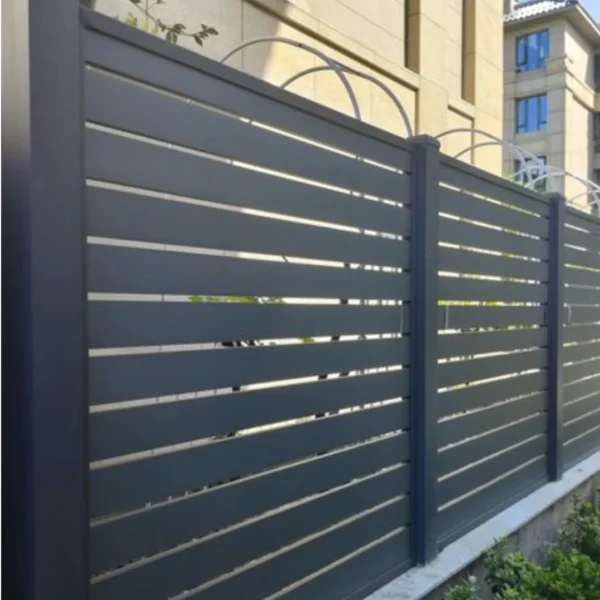 aluminum vertical slat panel fence