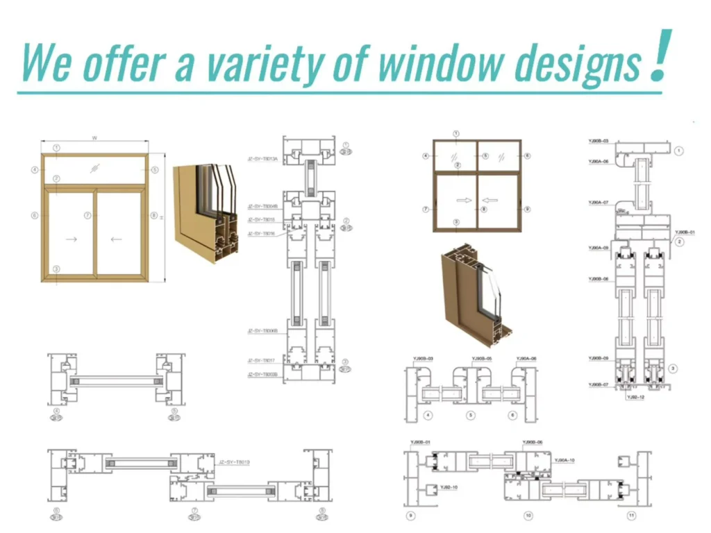 different type of aluminum sliding window from Hugh aluminum