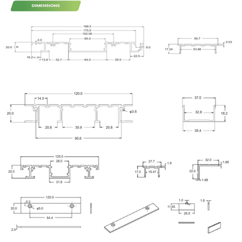 dimensions of waterproof aluminum deck