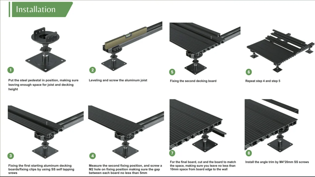 how to install waterproof aluminum deck