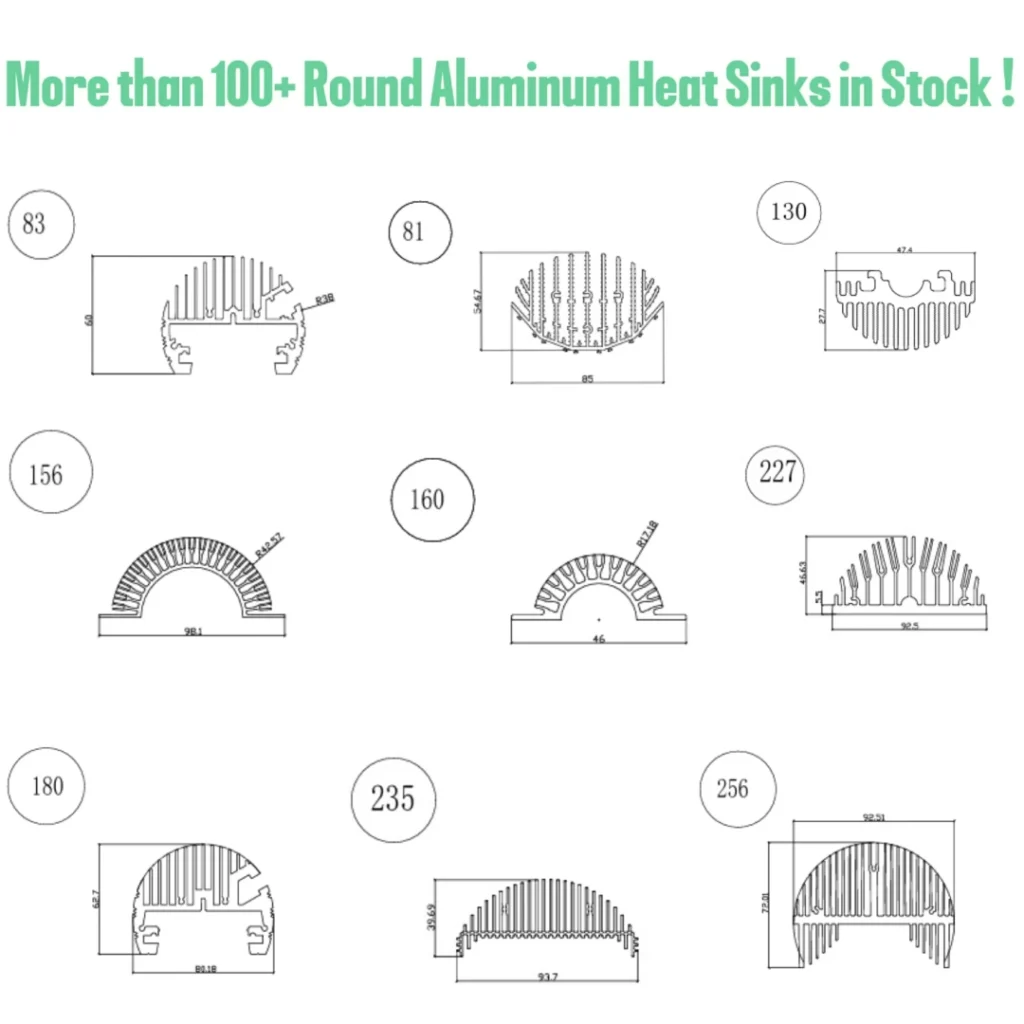 round aluminum heat sink drawing